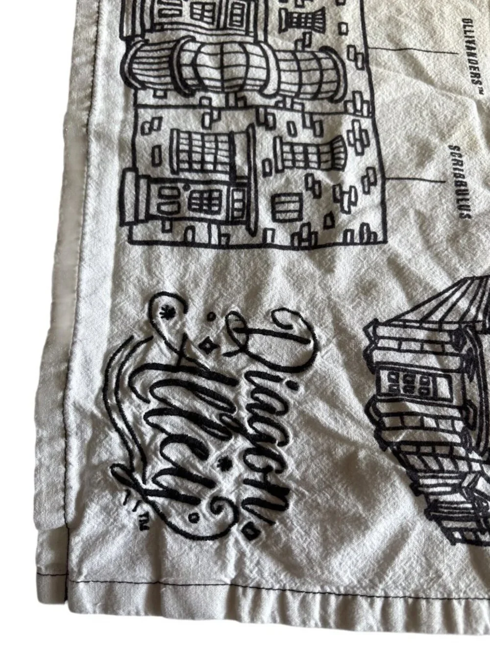 Harry Potter Diagon Alley Map Tea Towel Black & White Hallmark 100% Cotton